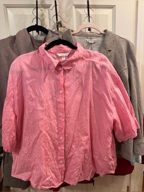 H&M Pink Button-Down Shirt 100% linen